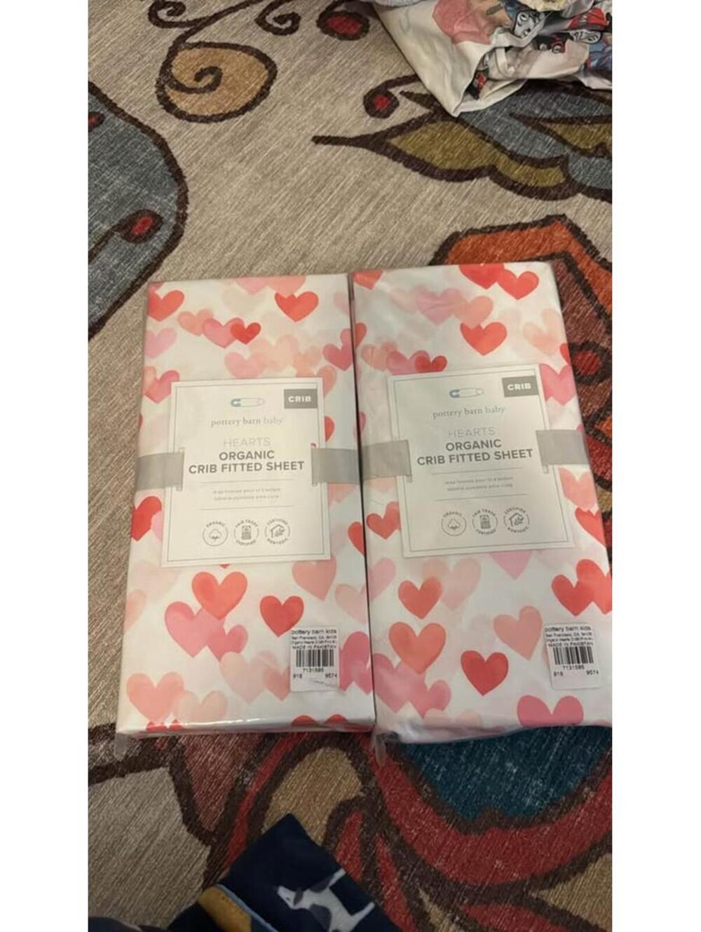 Pottery barn kids NWT crib sheet hearts